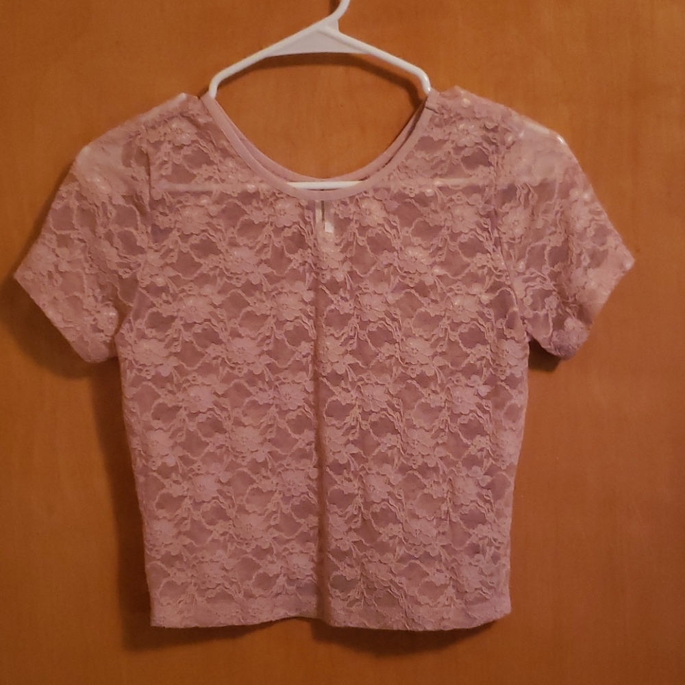 Pink laced crop top